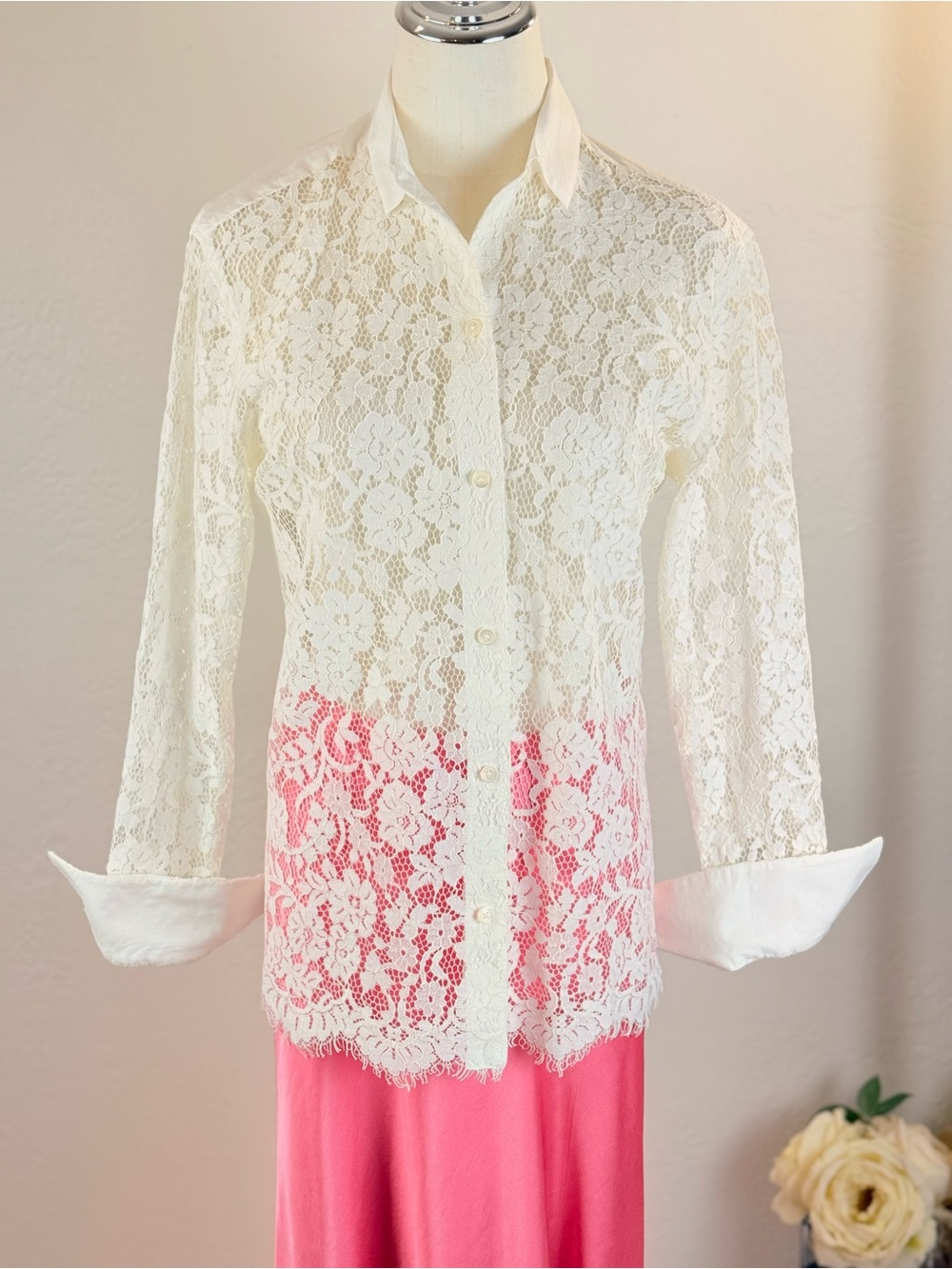 ✨ ATM Anthony Thomas Melillo White Lace Boyfriend Blouse | Oversized XS/M